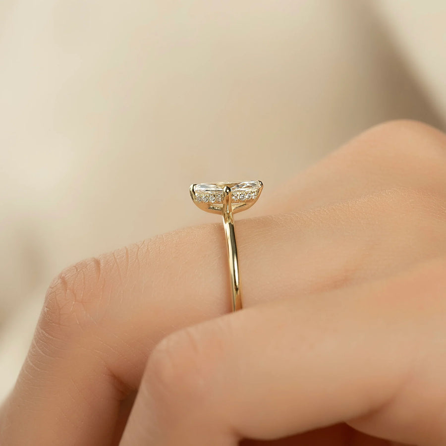  The Solitaire Kamellie Marquise Lab Diamond Ring 14k Yellow Gold 003