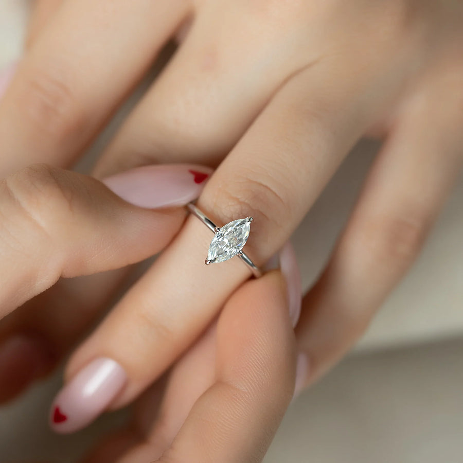  The Solitaire Kamellie Marquise Lab Diamond Ring 18k White Gold 003