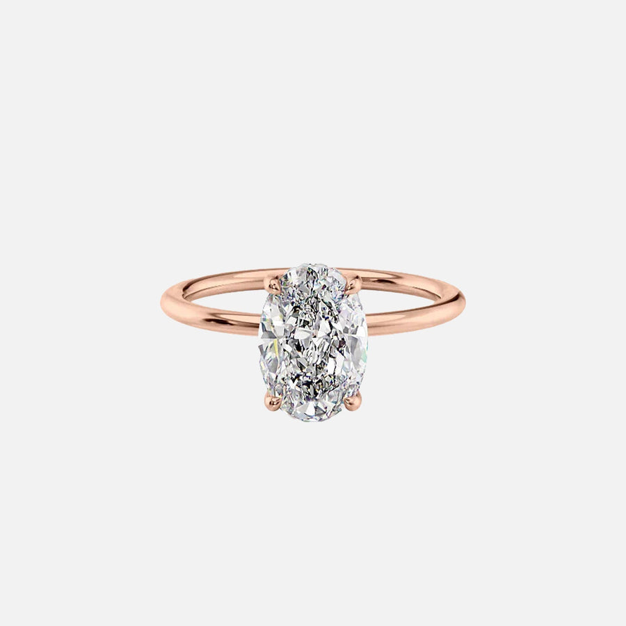  The Solitaire Kamellie Oval Lab Diamond Ring 14k Rose Gold 001