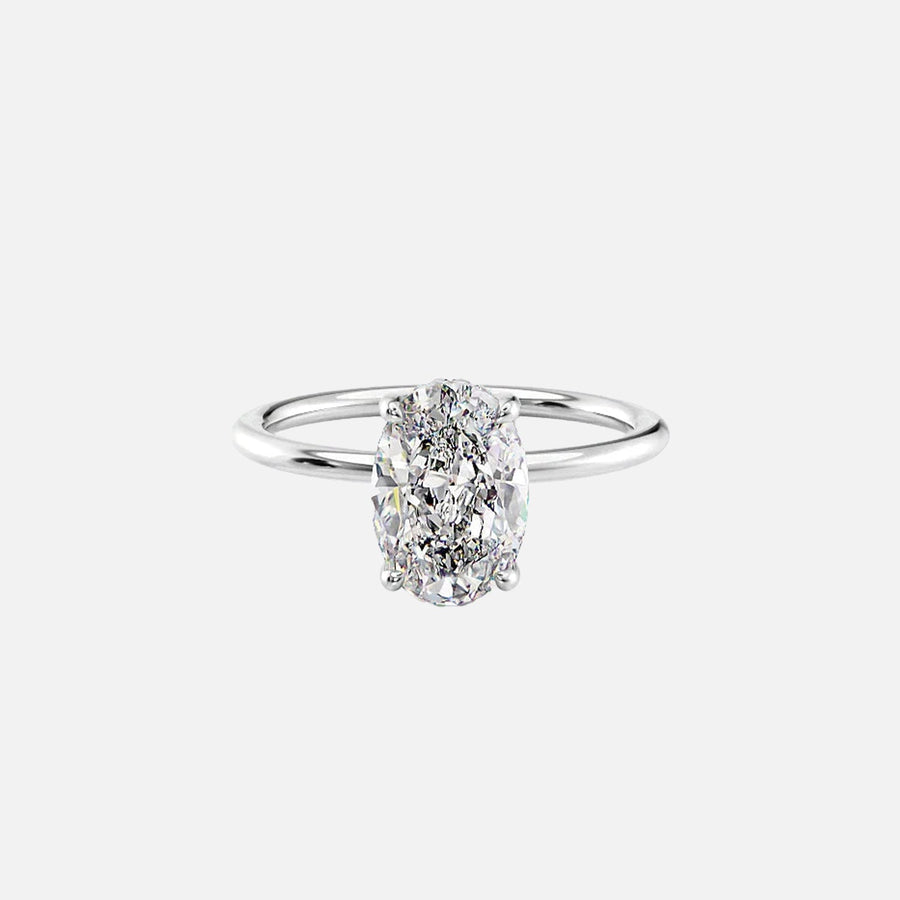  The Solitaire Kamellie Oval Lab Diamond Ring 18k White Gold 001