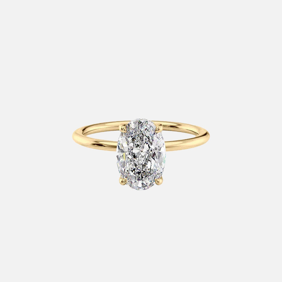  The Solitaire Kamellie Oval Lab Diamond Ring 18k Yellow Gold 001