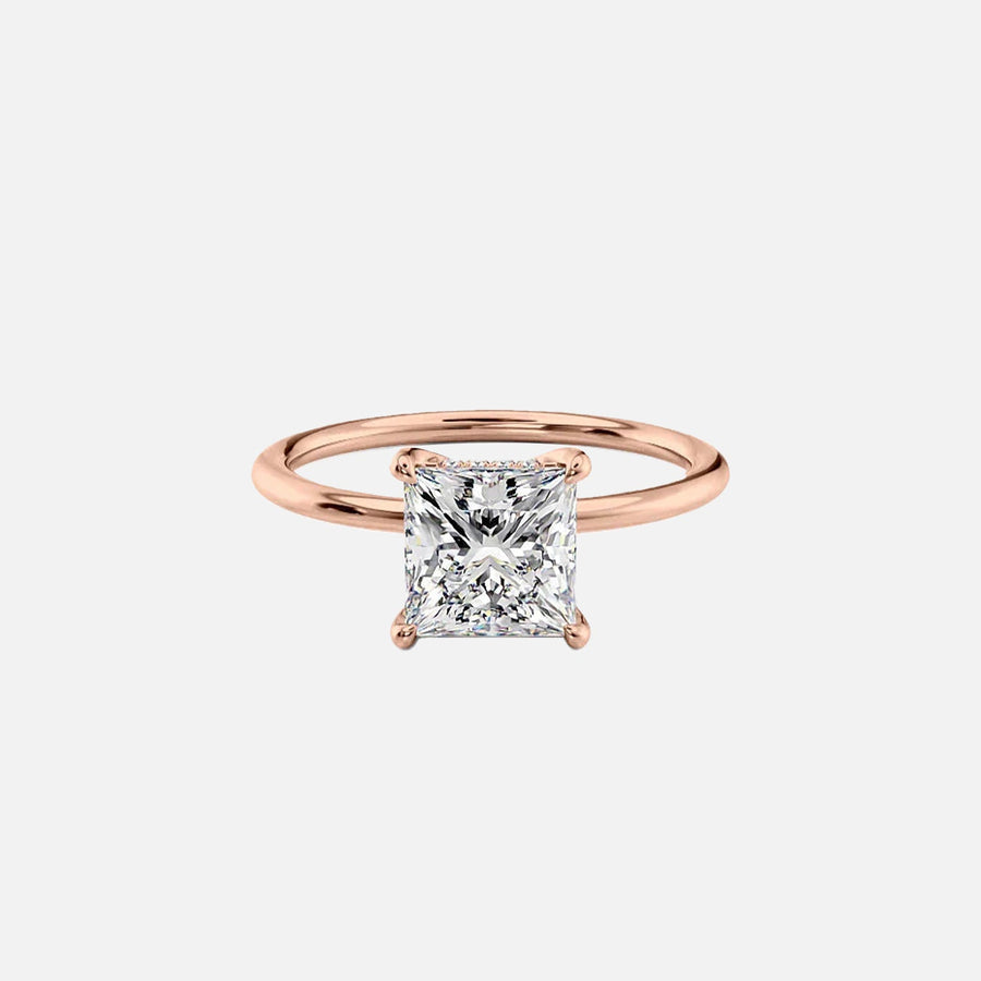  The Solitaire Kamellie Princess Lab Diamond Ring 18k Rose Gold 001