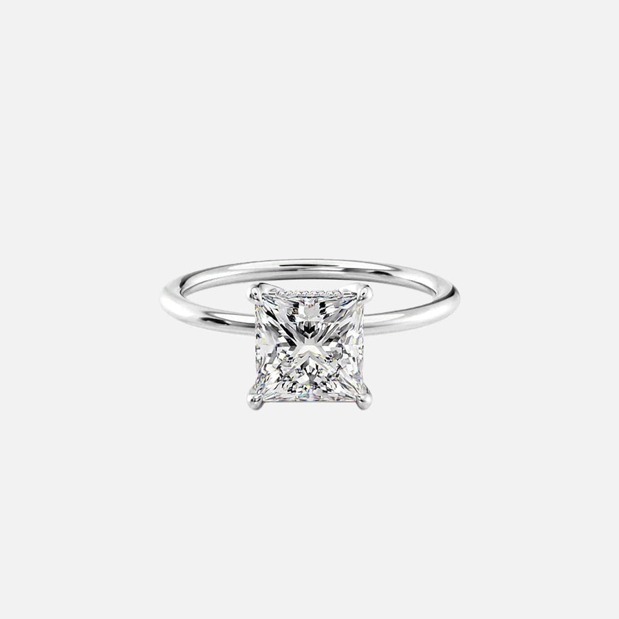  The Solitaire Kamellie Princess Lab Diamond Ring 18k White Gold 001