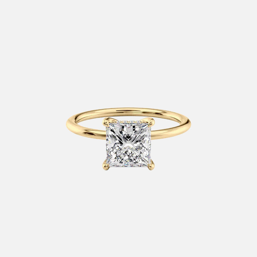  The Solitaire Kamellie Princess Lab Diamond Ring 18k Yellow Gold 001