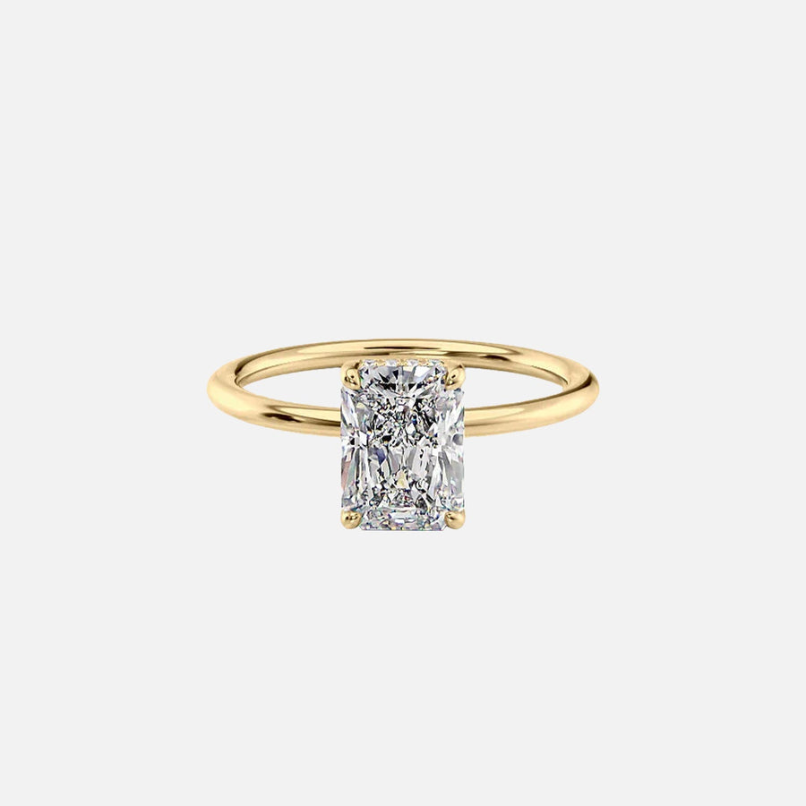 The Solitaire Kamellie Radiant Lab Diamond Ring 14k Yellow Gold 001
