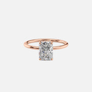  The Solitaire Kamellie Radiant Lab Diamond Ring 18k Rose Gold 001