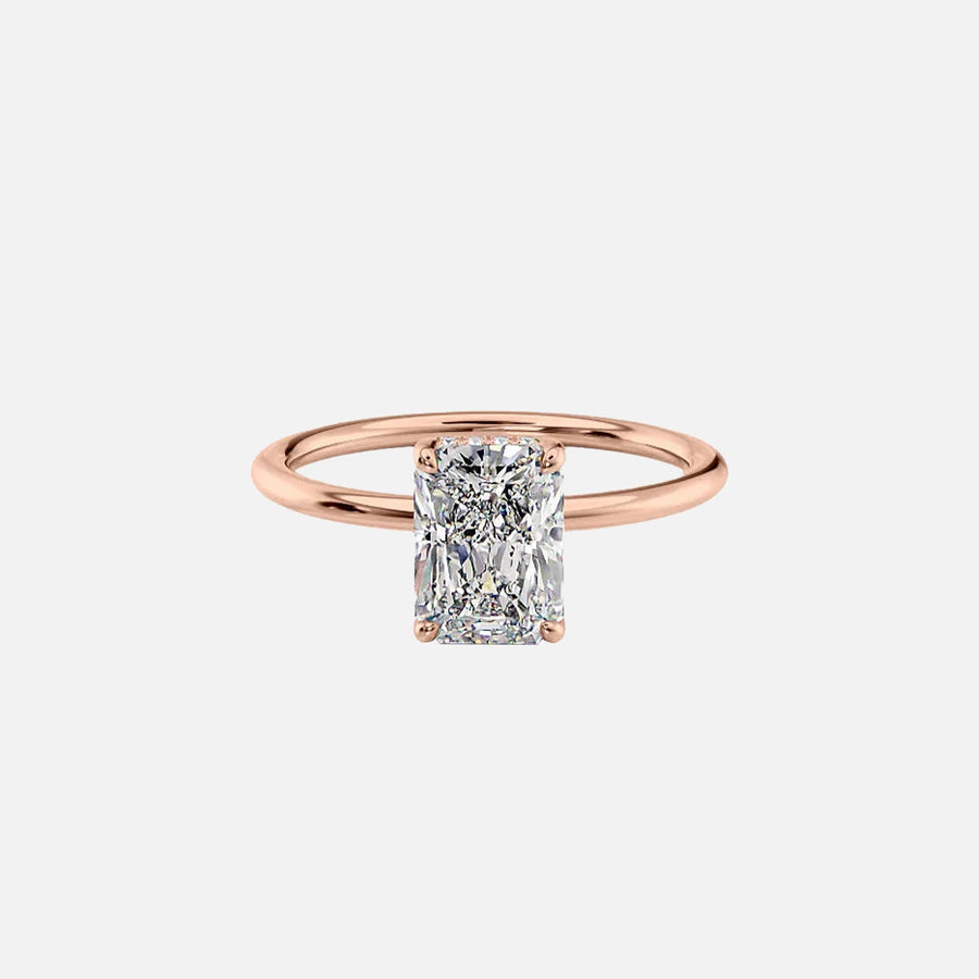  The Solitaire Kamellie Radiant Lab Diamond Ring 18k Rose Gold 001
