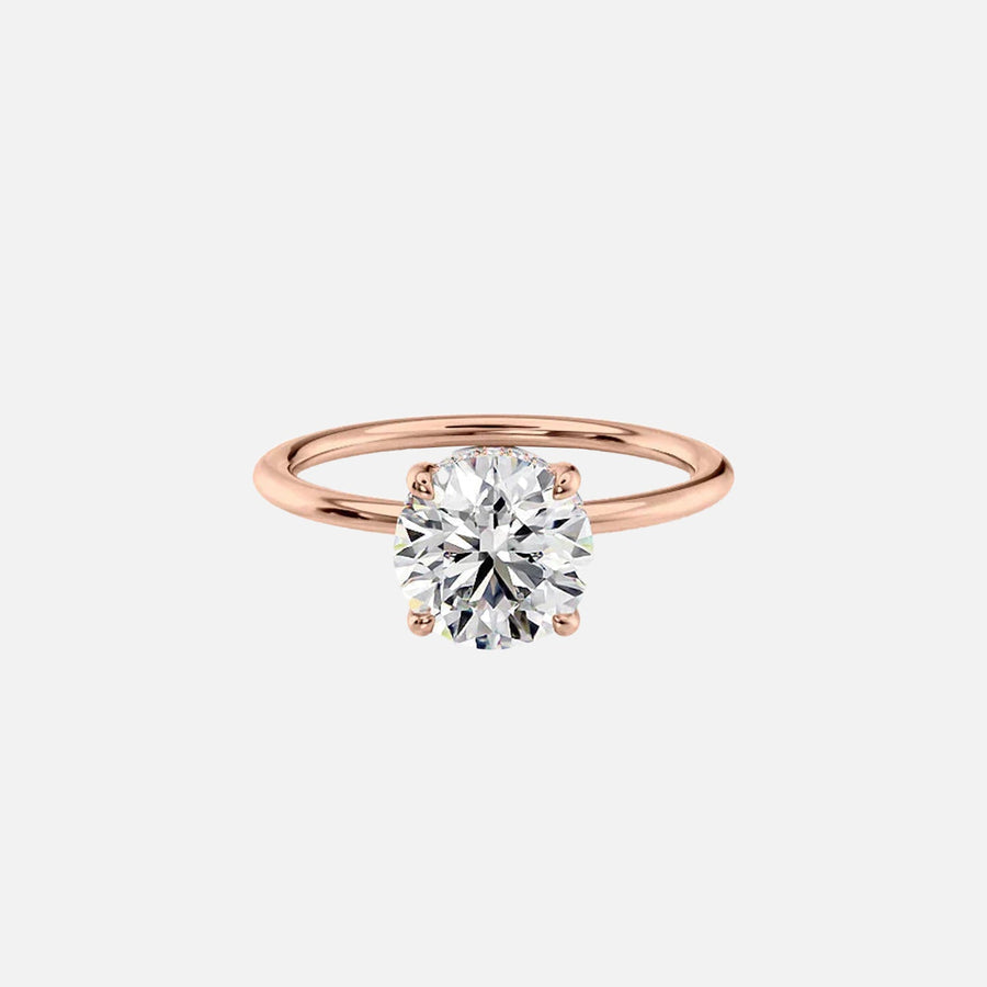  The Solitaire Kamellie Round Lab Diamond Ring 18k Rose Gold 001