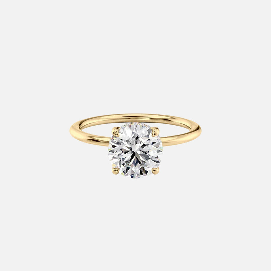  The Solitaire Kamellie Round Lab Diamond Ring 18k Yellow Gold 001