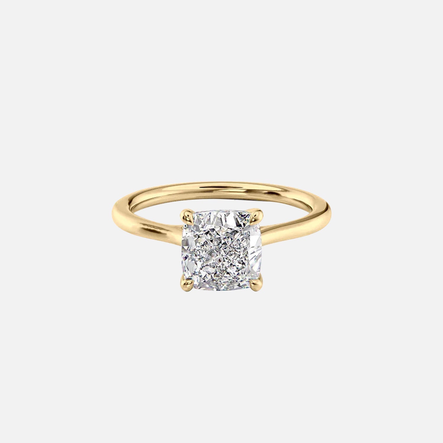 The Solitaire Lexie Cushion Lab Diamond Ring 14k Yellow Gold 001