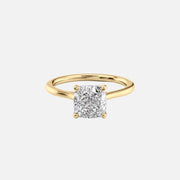 The Solitaire Lexie Cushion Lab Diamond Ring 14k Yellow Gold 001