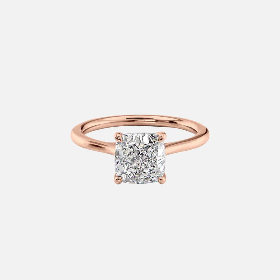  The Solitaire Lexie Cushion Lab Diamond Ring 18k Rose Gold 001