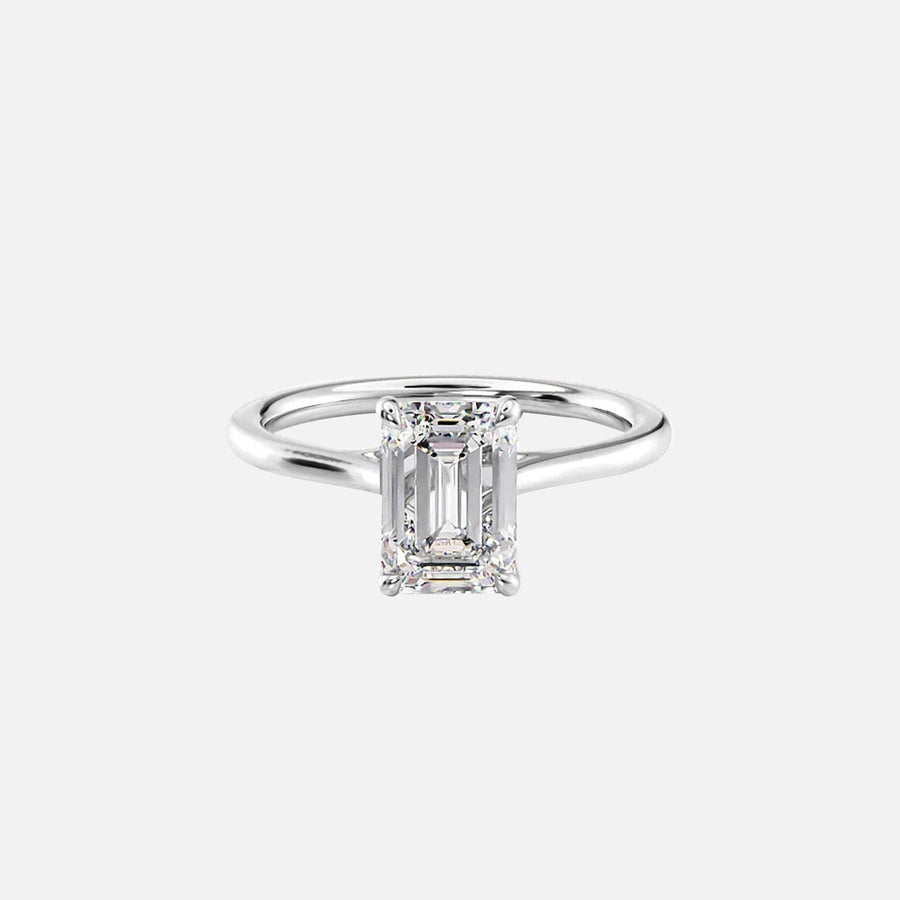  The Solitaire Lexie Emerald Lab Diamond Ring 14k White Gold 001