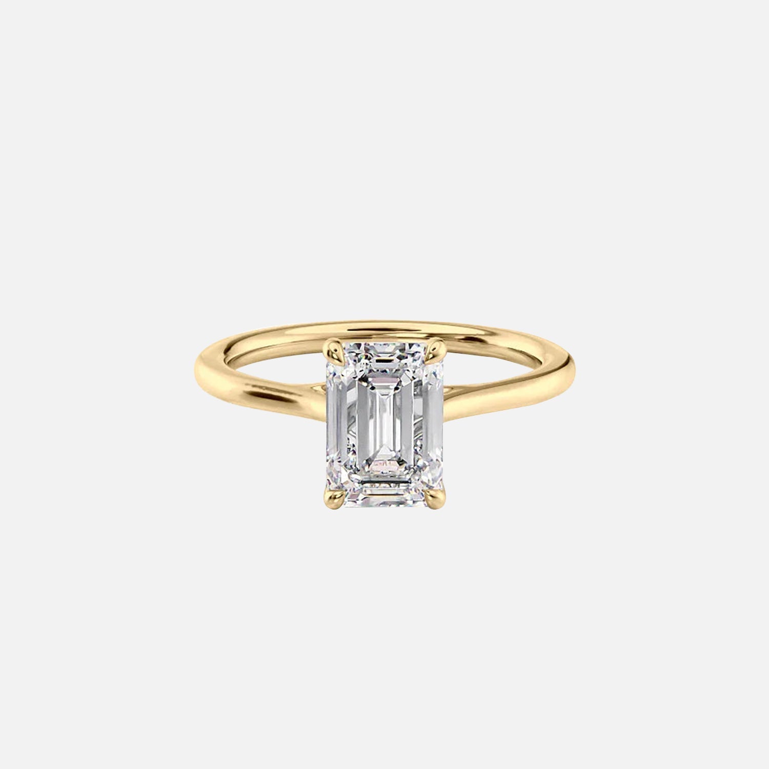 The Solitaire Lexie Emerald Moissanite Ring 14k Yellow Gold 001
