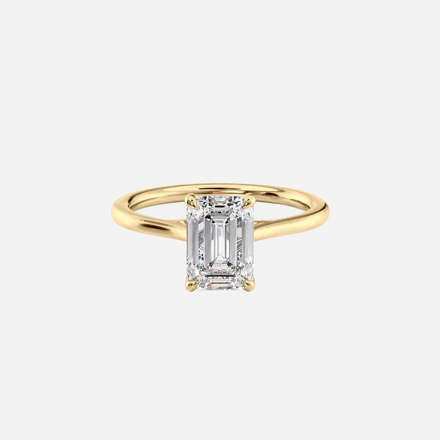 The Solitaire Lexie Emerald Moissanite Ring 14k Yellow Gold 001