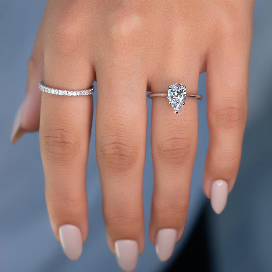  The Solitaire Lexie Pear Moissanite Ring 14k White Gold 003