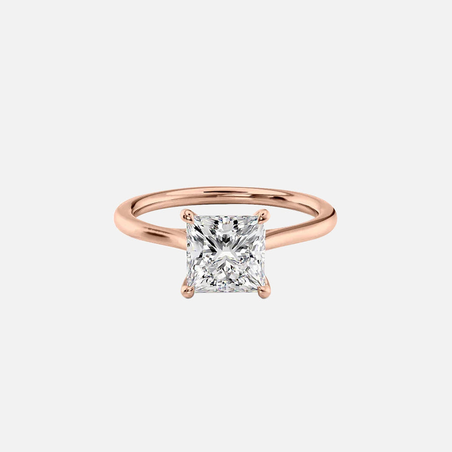 The Solitaire Lexie Princess Lab Diamond Ring 14k Rose Gold 001