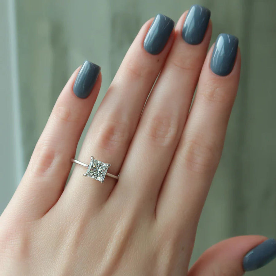  The Solitaire Lexie Princess Lab Diamond Ring 18k White Gold 003