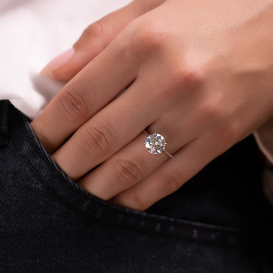  The Solitaire Lexie Round Moissanite Ring 14k White Gold 003