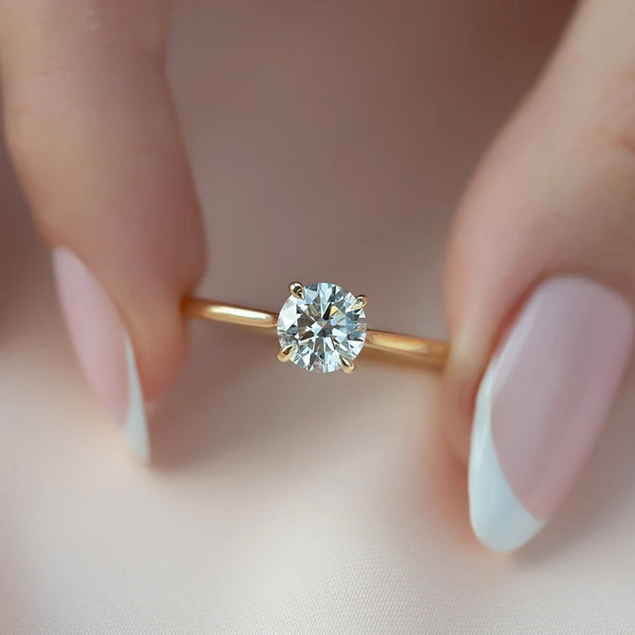  The Solitaire Lexie Round Moissanite Ring 14k Yellow Gold 005 Final