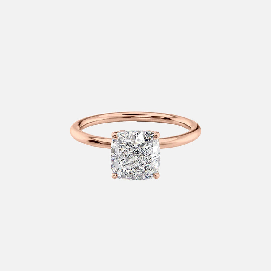  The Solitaire Lily Cushion Moissanite Ring 14k Rose Gold 001