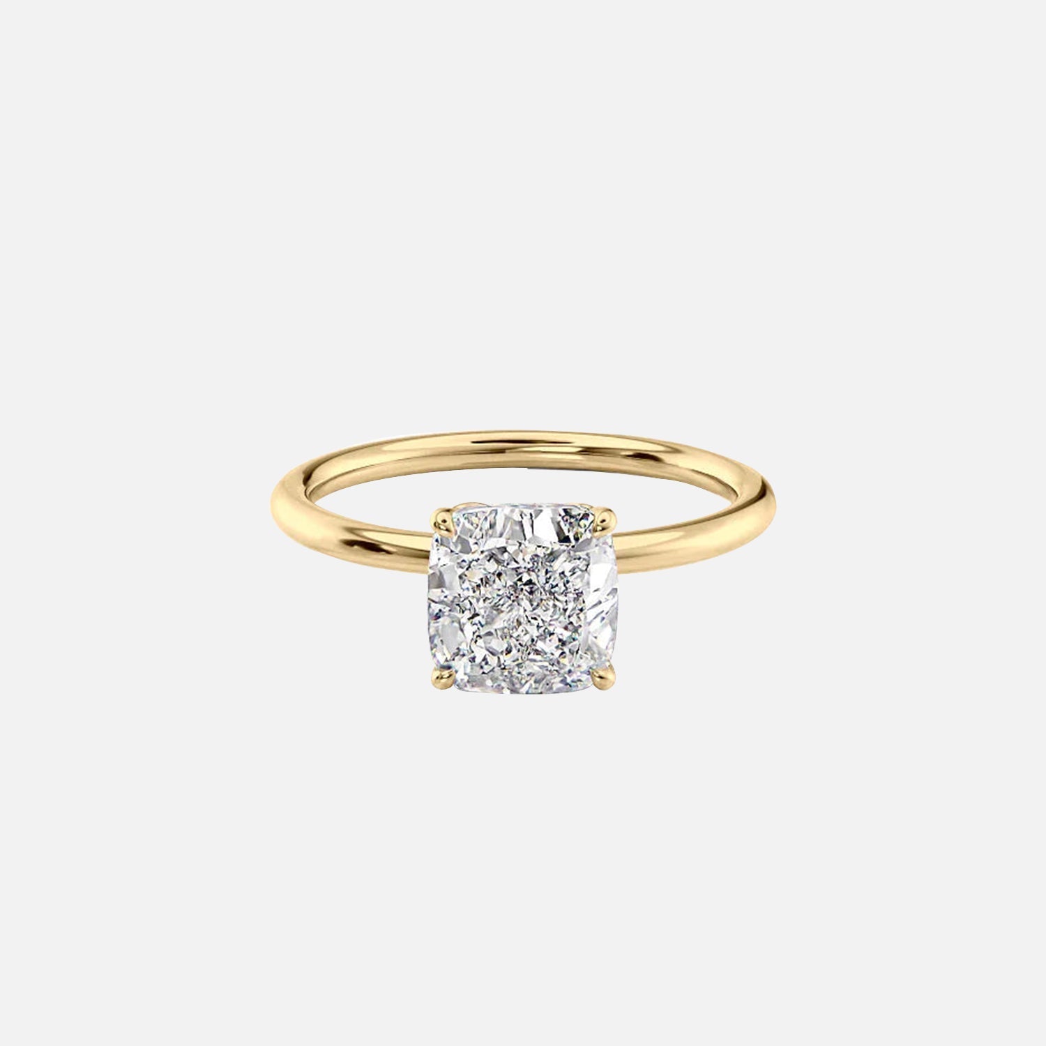 The Solitaire Lily Cushion Moissanite Ring 14k Yellow Gold 001