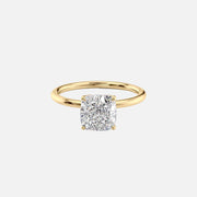 The Solitaire Lily Cushion Moissanite Ring 14k Yellow Gold 001