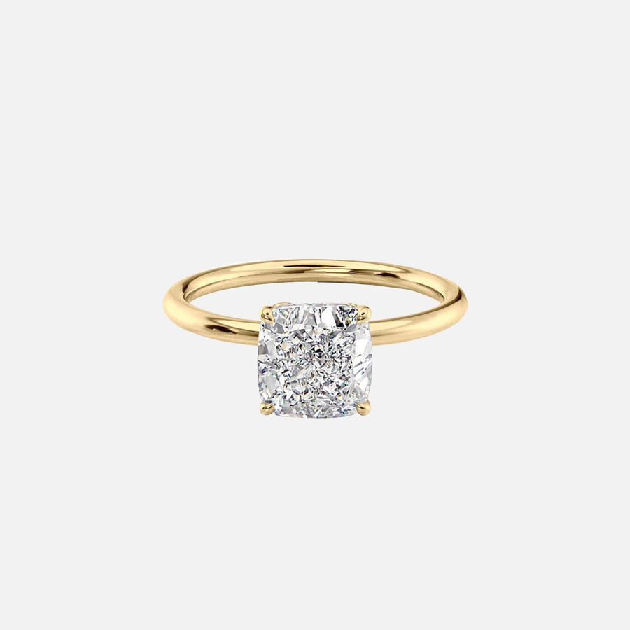 The Solitaire Lily Cushion Moissanite Ring 14k Yellow Gold 001