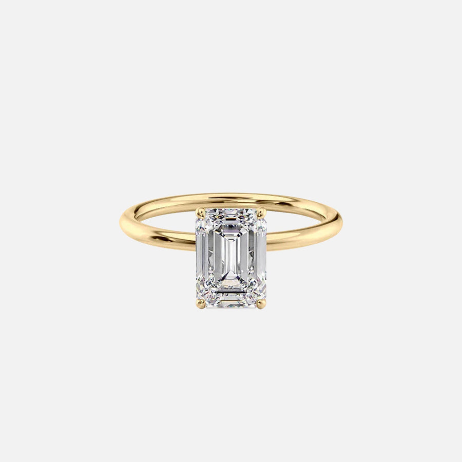  The Solitaire Lily Emerald Moissanite Ring 18k Yellow Gold 001