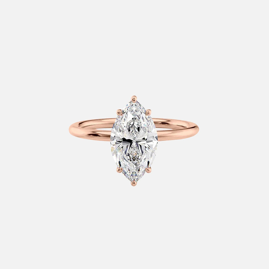  The Solitaire Lily Marquise Moissanite Ring 14k Rose Gold 001