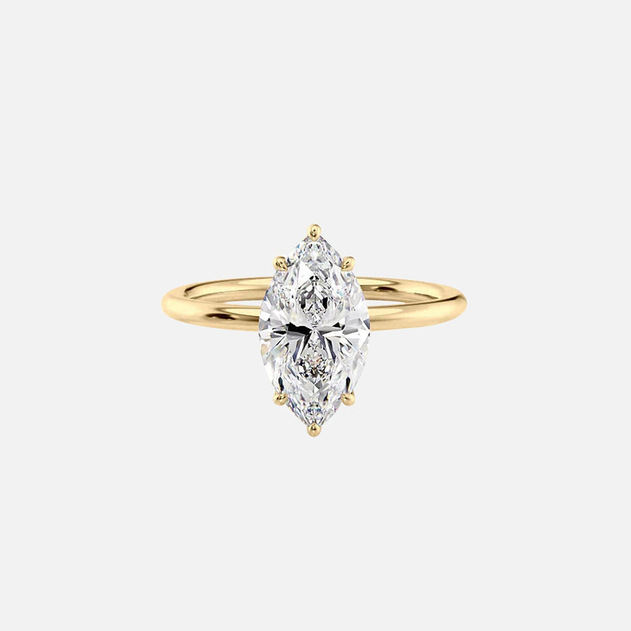 The Solitaire Lily Marquise Moissanite Ring 14k Yellow Gold 001