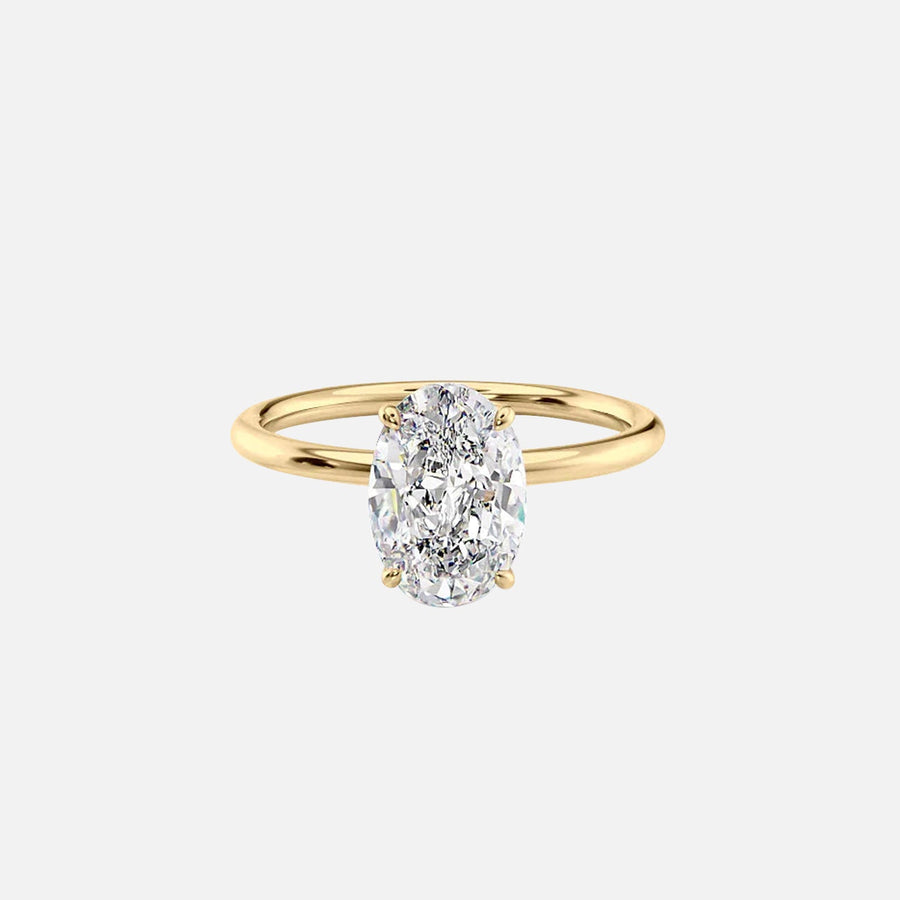 The Solitaire Lily Oval Moissanite Ring 14k Yellow Gold 001