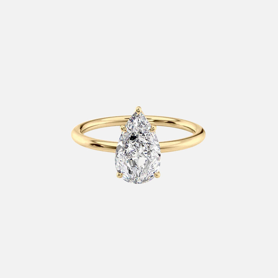 The Solitaire Lily Pear Moissanite Ring 14k Yellow Gold 001