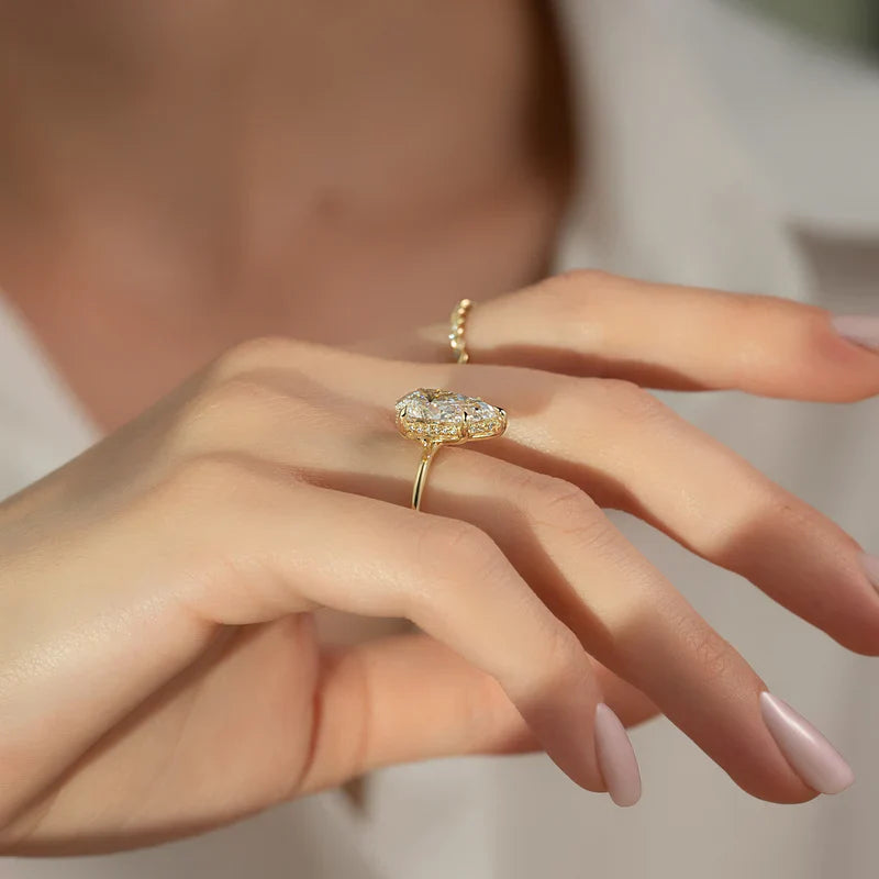  The Solitaire Lily Pear Moissanite Ring 14k Yellow Gold 004