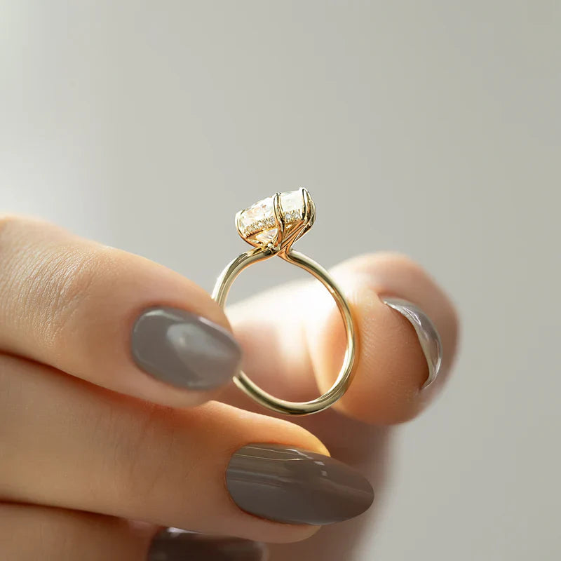  The Solitaire Lily Pear Moissanite Ring 14k Yellow Gold 005 Final