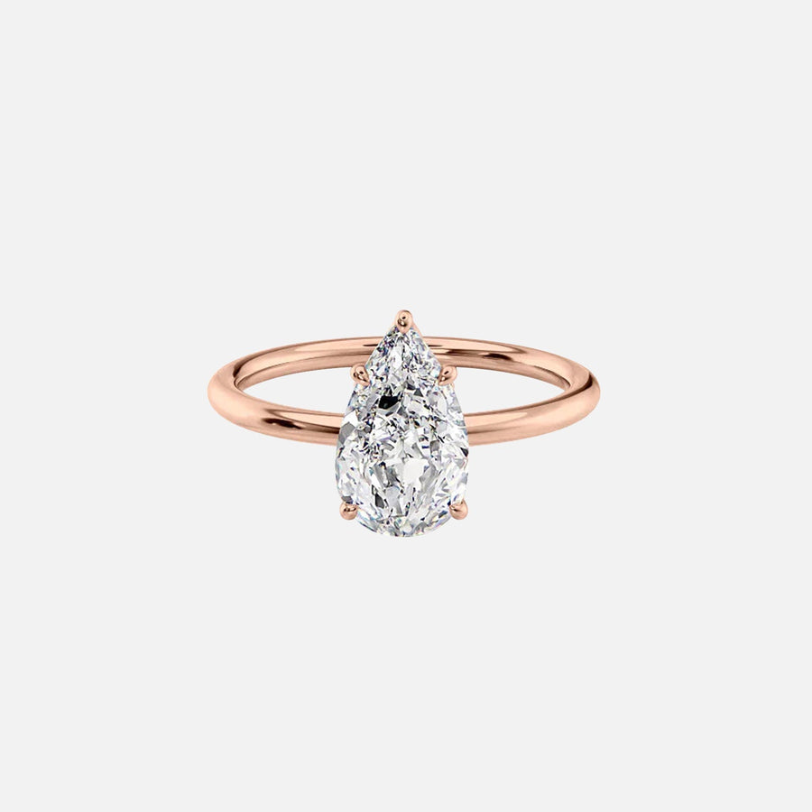  The Solitaire Lily Pear Moissanite Ring 18k Rose Gold 001