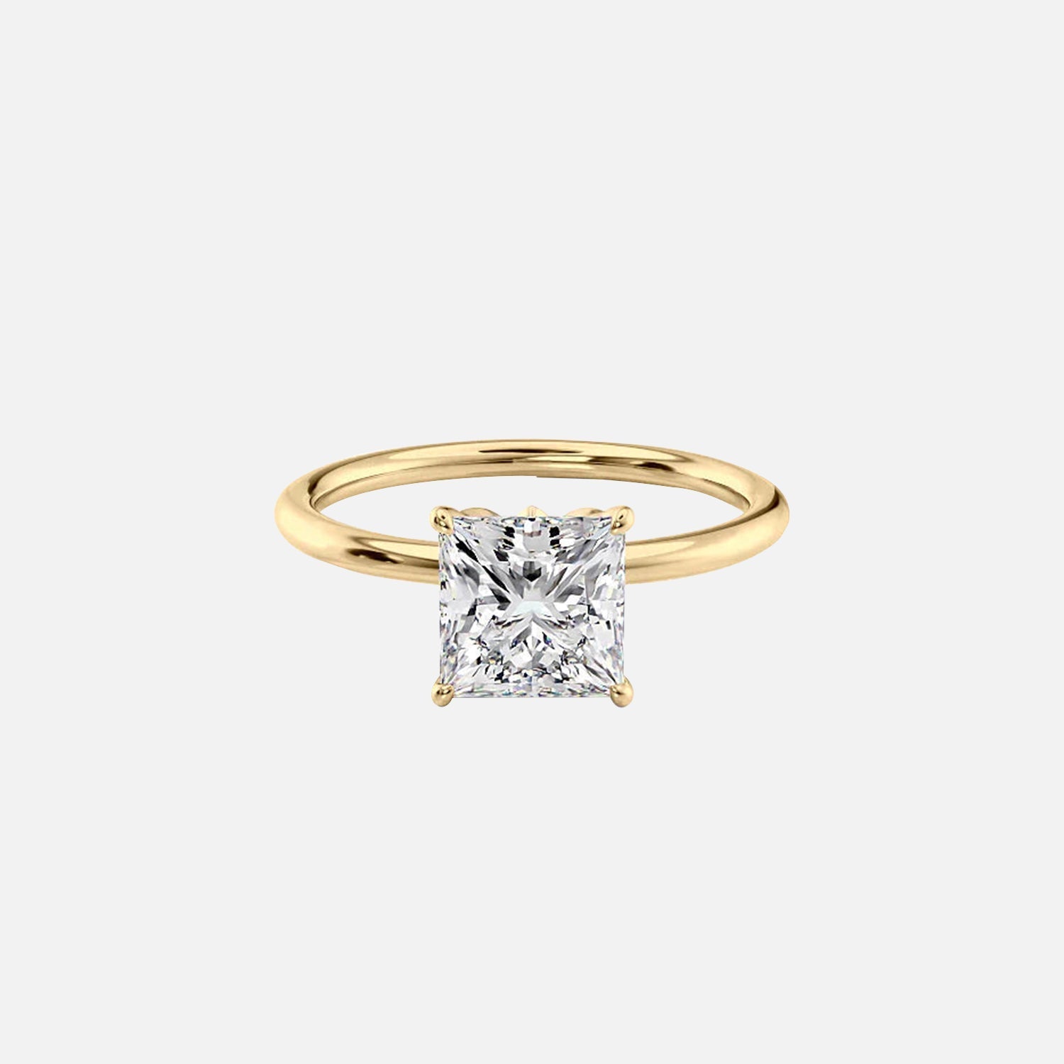 The Solitaire Lily Princess Moissanite Ring 14k Yellow Gold 001