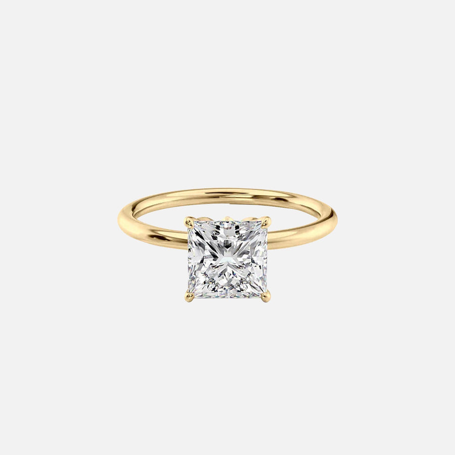 The Solitaire Lily Princess Moissanite Ring 14k Yellow Gold 001