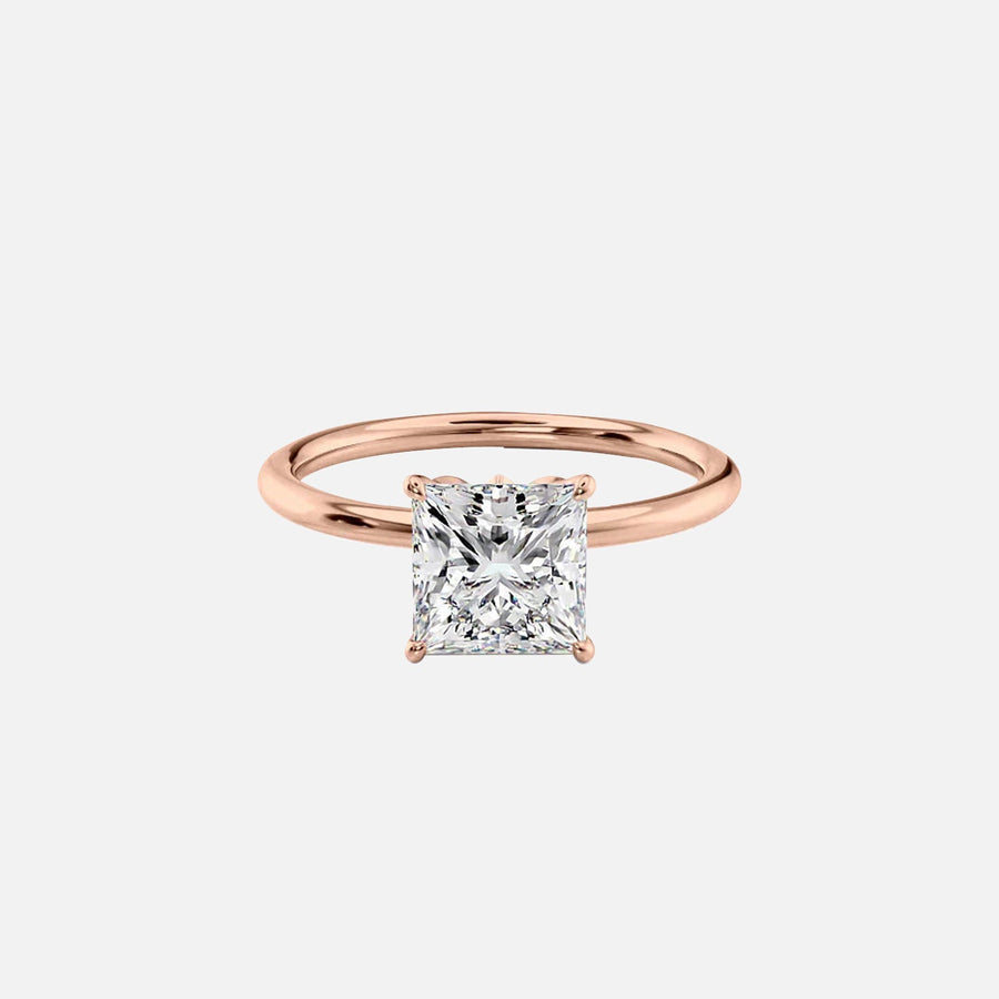  The Solitaire Lily Princess Moissanite Ring 18k Rose Gold 001