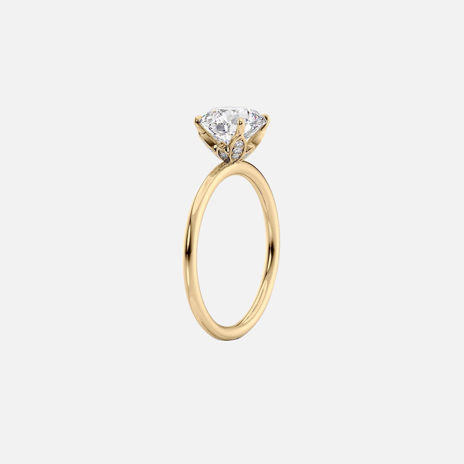  The Solitaire Lily Round Moissanite Ring 14k Yellow Gold 002