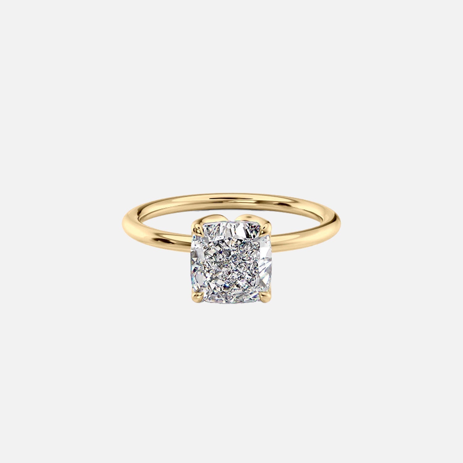 The Solitaire Lisa Cushion Lab Diamond Ring 14k Yellow Gold 001