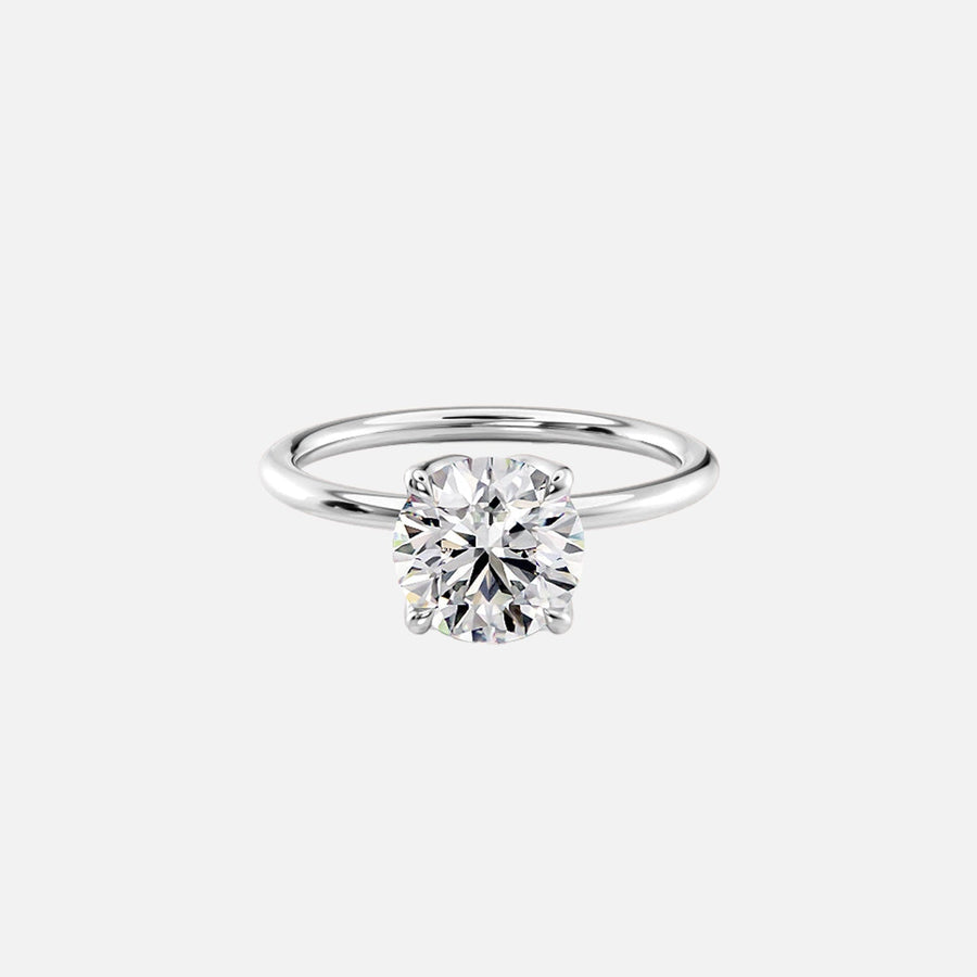  The Solitaire Lisa Round Lab Diamond Ring 14k White Gold 001