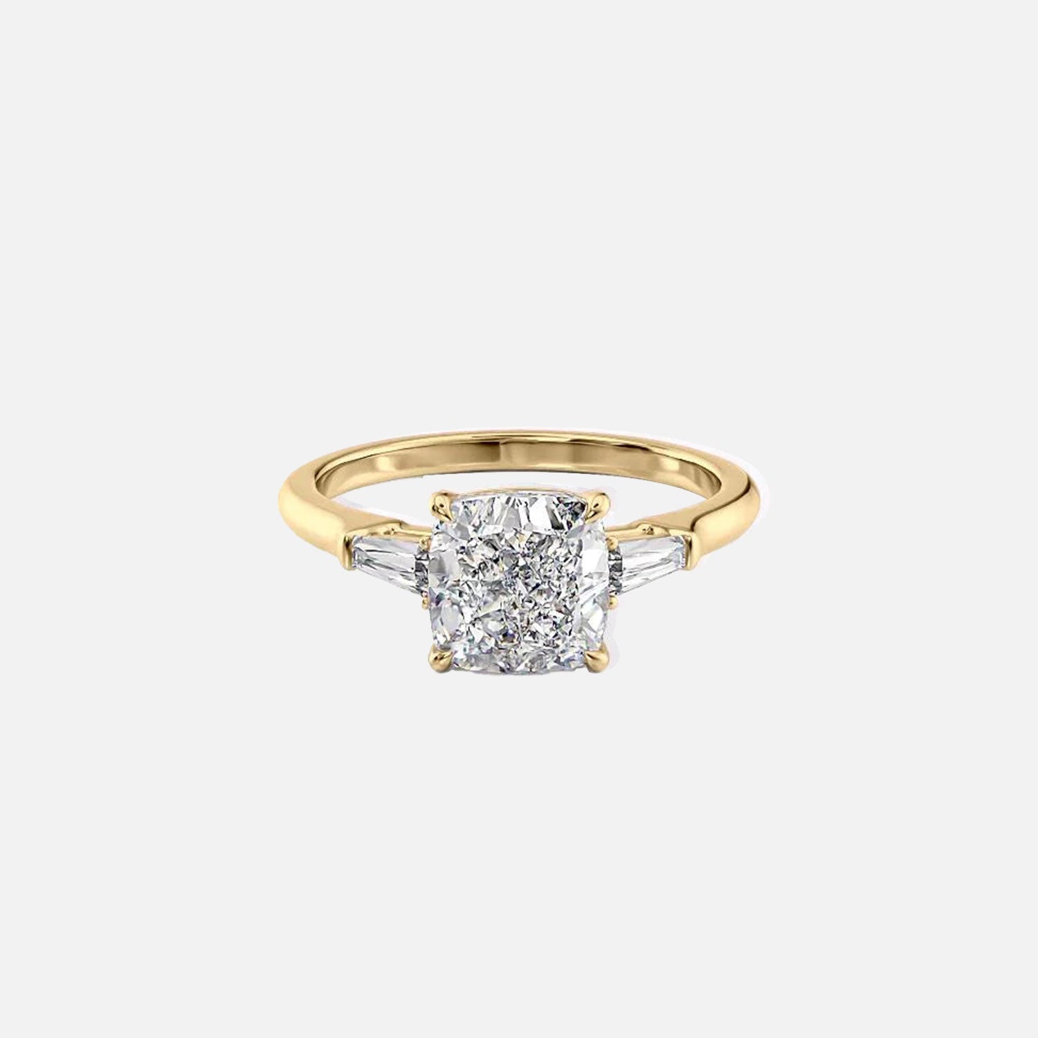 The Solitaire Liv Cushion Moissanite Ring 14k Yellow Gold 001