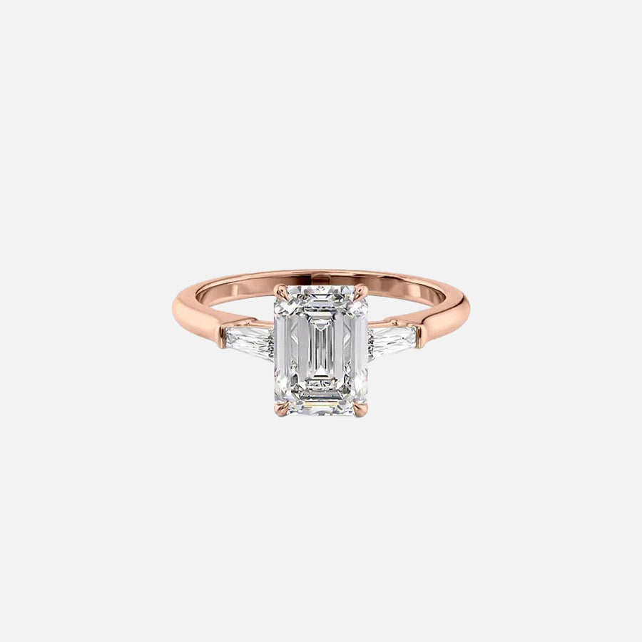  The Solitaire Liv Emerald Moissanite Ring 14k Rose Gold 001