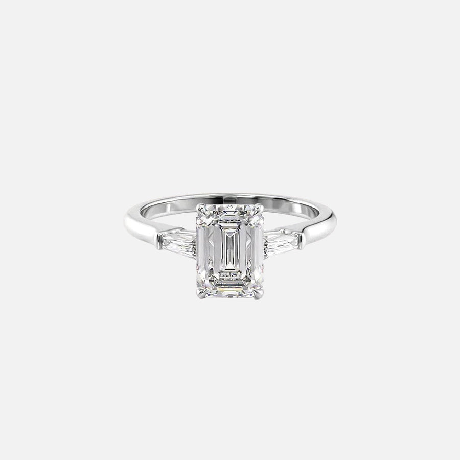  The Solitaire Liv Emerald Moissanite Ring 14k White Gold 001