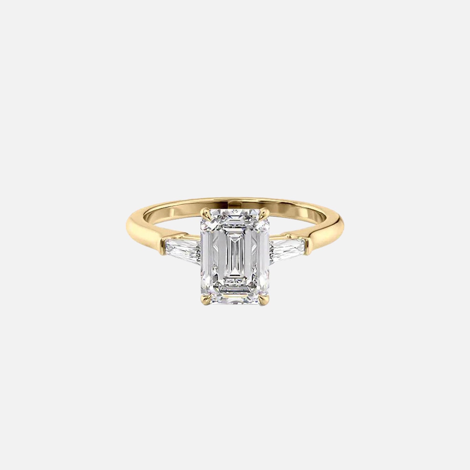 The Solitaire Liv Emerald Moissanite Ring 14k Yellow Gold 001