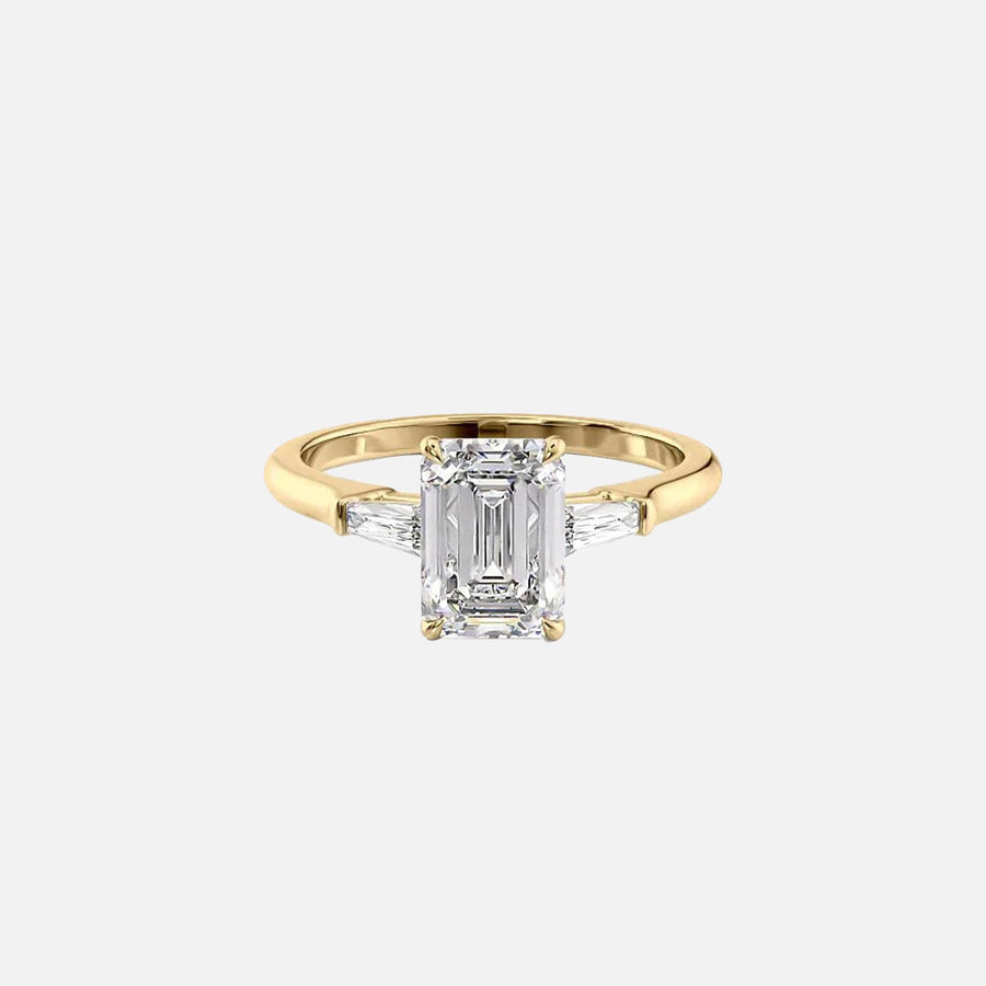  The Solitaire Liv Emerald Moissanite Ring 18k Yellow Gold 001