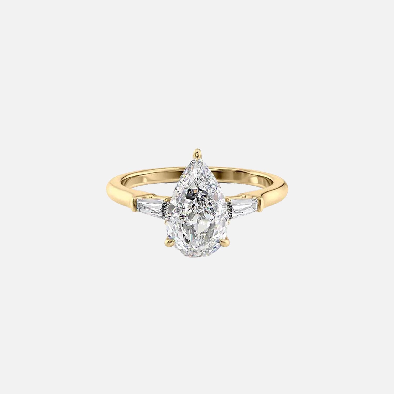 The Solitaire Liv Pear Lab Diamond Ring 14k Yellow Gold 001