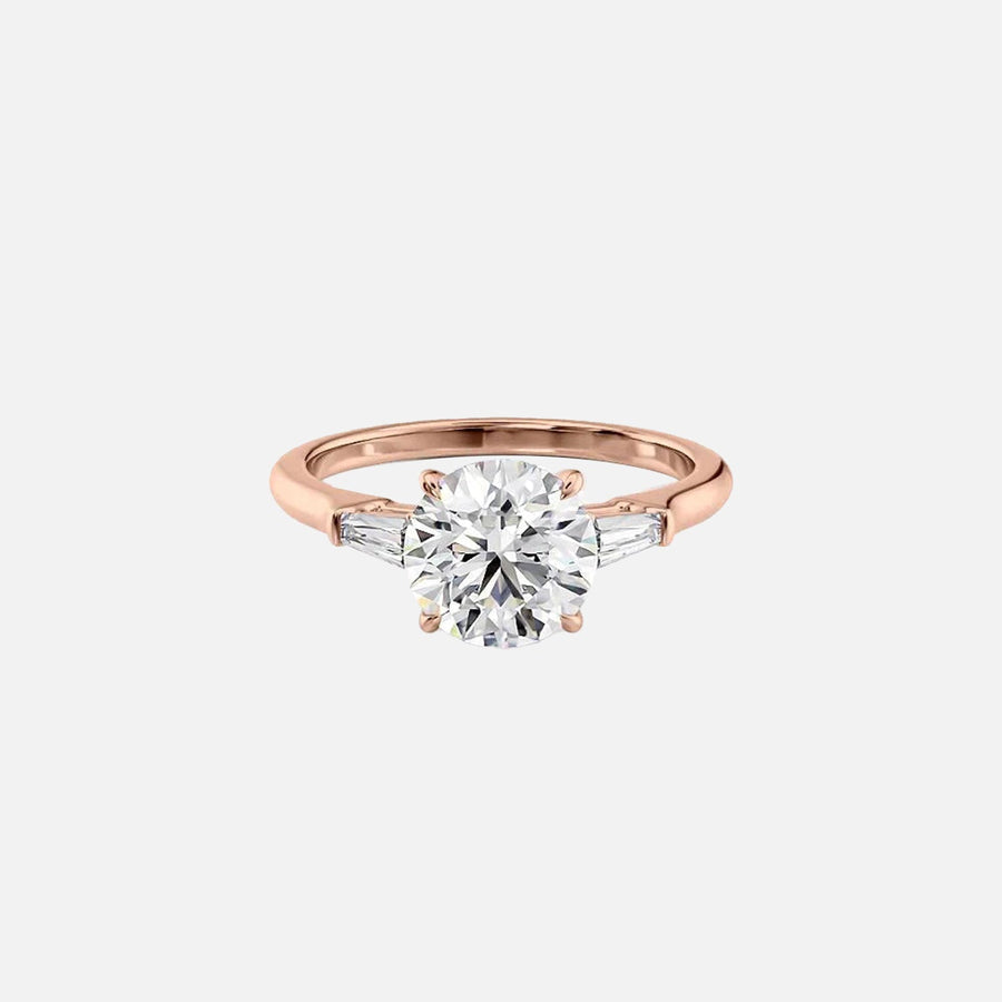  The Solitaire Liv Round Moissanite Ring 14k Rose Gold 001