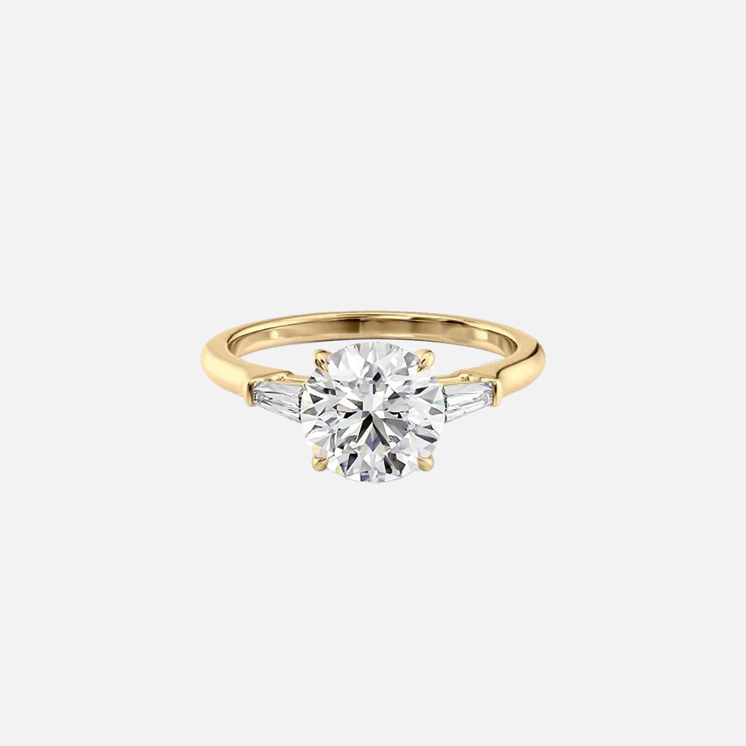 The Solitaire Liv Round Moissanite Ring 14k Yellow Gold 001